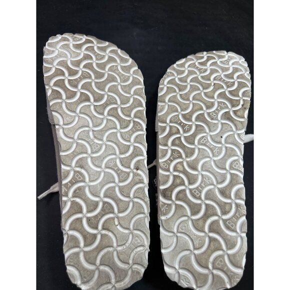 Birkis Womens Canvas & Suede Slip-On Sneaker Shoes Beige Size 7 EU38 Cork Sole - Picture 7 of 9